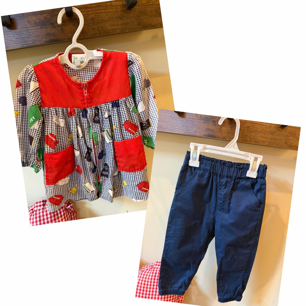 VTG Kate Greenaway Toddler Girls School Top and Wonder Nation Pants Size 2T